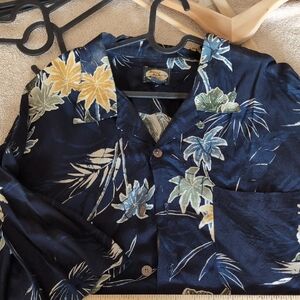 Tommy Bahama Navy and Yellow Floral Shirt